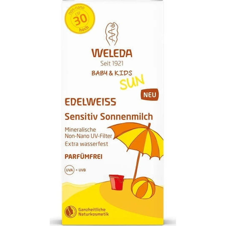 Weleda Sun Edelweiss Водостійкий дитячий сонцезахисний крем-емульсія SPF30 150 мл: ціни та характеристики