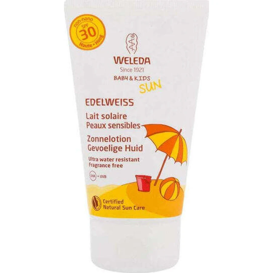 Weleda Sun Edelweiss Водостійкий дитячий сонцезахисний крем-емульсія SPF30 150 мл: ціни та характеристики