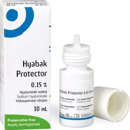 Thea Pharma Hellas Hellas Hyabak Protector 0,15% гіалуронової кислоти очні краплі для сухих очей 10мл: ціни та характеристики