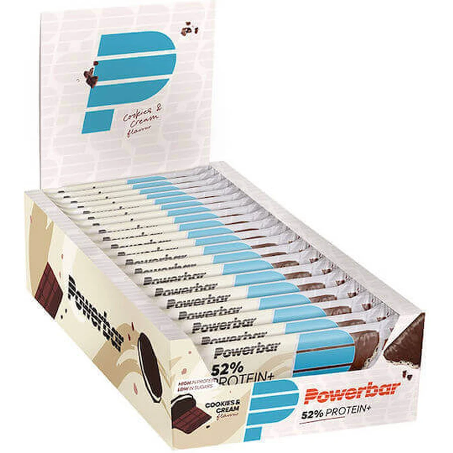 Батончики PowerBar Protein Plus з 52% протеїну та смачним печивом і вершками 20x50гр: ціни та характеристики
