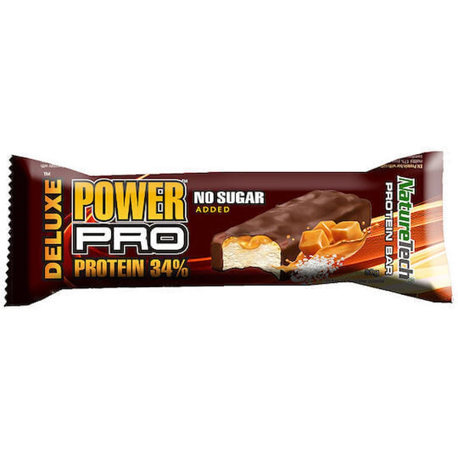 Батончик NatureTech Power Pro Deluxe з 34% протеїну зі смаком солоної карамелі 80гр: ціни та характеристики