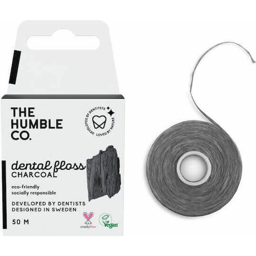 The Humble Co. Натуральная угольная зубная нить со вкусом мяты 50м 1шт: цены и характеристики