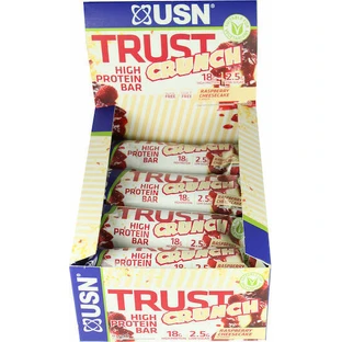 USN Trust Хрусткі батончики з протеїном 20г та смаком малинового чізкейку 12х60г