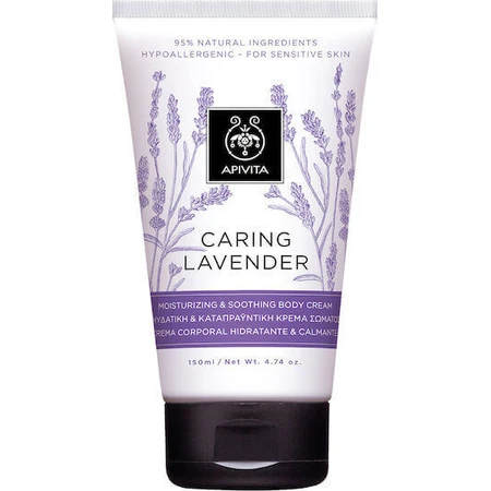 Apivita Caring Lavender Зволожуючий крем для тіла з ароматом лаванди для сухої та чутливої шкіри 150 мл: ціни та характеристики
