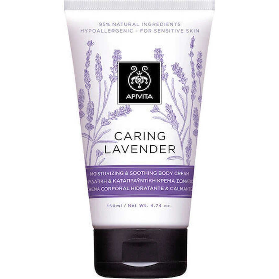 Apivita Caring Lavender Зволожуючий крем для тіла з ароматом лаванди для сухої та чутливої шкіри 150 мл: ціни та характеристики
