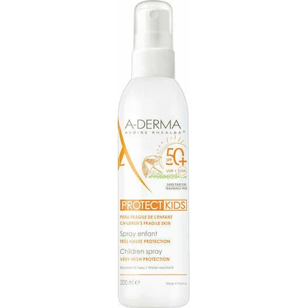 A-Derma Protect Kids Водостойкий детский солнцезащитный крем-спрей SPF50 200 мл: цены и характеристики