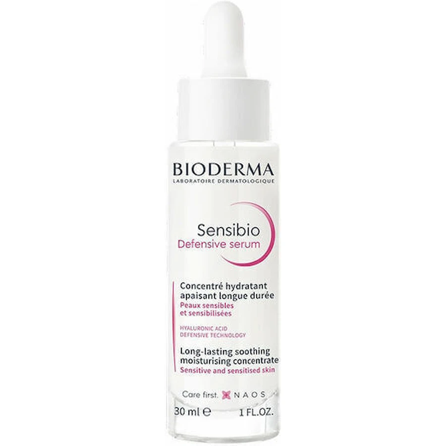 Bioderma Sensibio Защитная успокаивающая и антивозрастная сыворотка для лица с витамином Е и гиалуроновой кислотой для детоксикации и осветления 30 мл: цены и характеристики