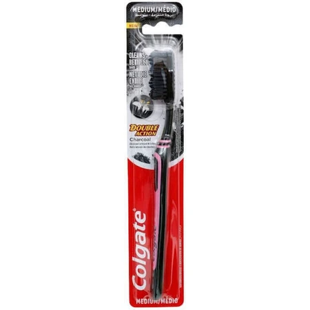 Colgate Подвійна вугільна зубна щітка середня чорна / рожева: ціни та характеристики