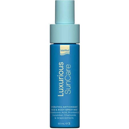 InterMed Luxurious Suncare Антиоксидантний зволожуючий лосьйон для обличчя та тіла після пляжу з ромашкою та термальною водою 50мл Спрей для обличчя та тіла з ромашкою та термальною водою 50мл: ціни та характеристики