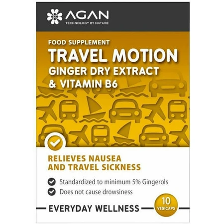 Agan Travel Motion сухой экстракт имбиря и витамин B6 от тошноты 10 травяных капсул: цены и характеристики