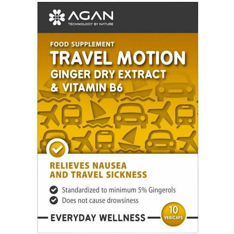 Agan Travel Motion сухой экстракт имбиря и витамин B6 от тошноты 10 травяных капсул: цены и характеристики