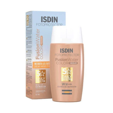 Isdin Photoprotector Fusion Water Сонцезахисний крем для обличчя SPF50 з пігментом середнього відтінку 50 мл: ціни та характеристики