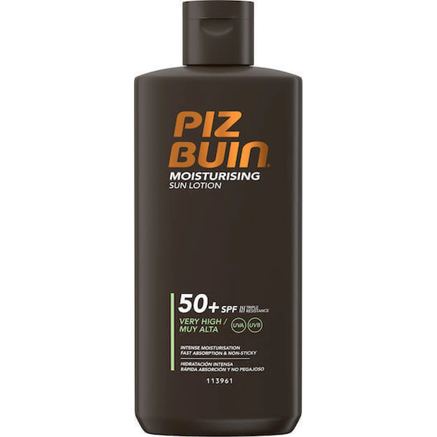 Водостійкий зволожуючий сонцезахисний лосьйон для тіла Piz Buin SPF50 200 мл: ціни та характеристики