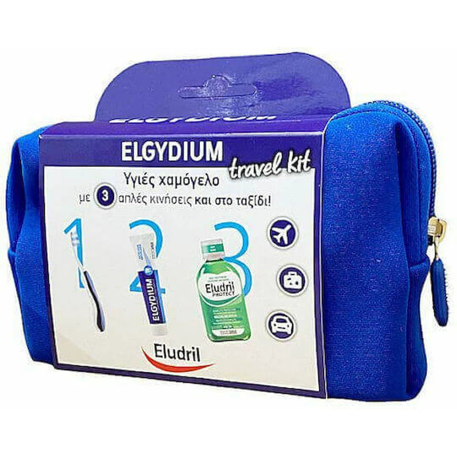 Elgydium Eludril Travel Kit Зубна паста 50 мл, зубна щітка та ополіскувач для порожнини рота: ціни та характеристики