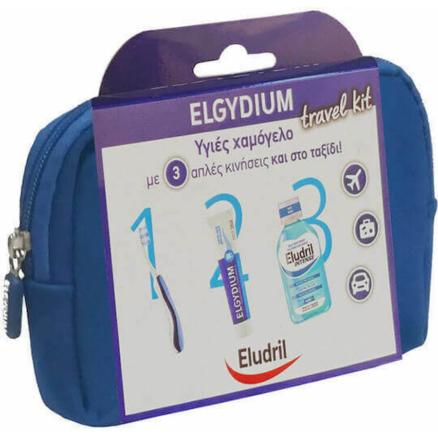 Elgydium Eludril Travel Kit Зубна паста 50 мл, зубна щітка та ополіскувач для порожнини рота: ціни та характеристики