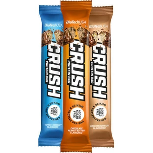 Батончики Biotech USA Crush Bar з протеїном 20г та смаком іриски кокосового горіха 12x64г