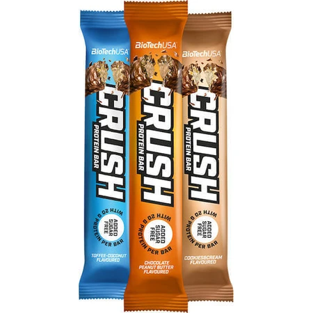 Батончики Biotech USA Crush Bar з протеїном 20г та смаком іриски кокосового горіха 12x64г: ціни та характеристики