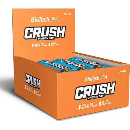 Батончики Biotech USA Crush Bar з протеїном 20г та смаком іриски кокосового горіха 12x64г: ціни та характеристики