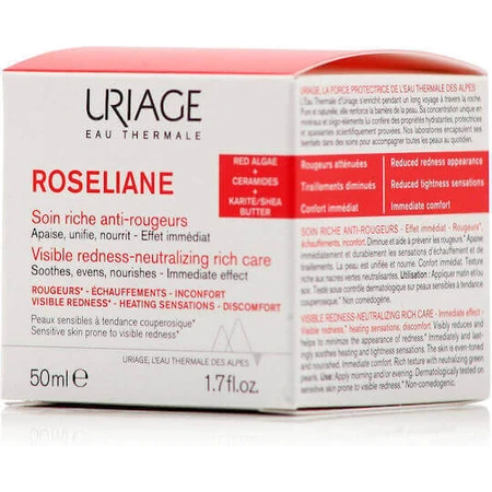 Крем для обличчя Uriage Roseliane Багатий зволожуючий і проти почервоніння з керамідами 50 мл: ціни та характеристики