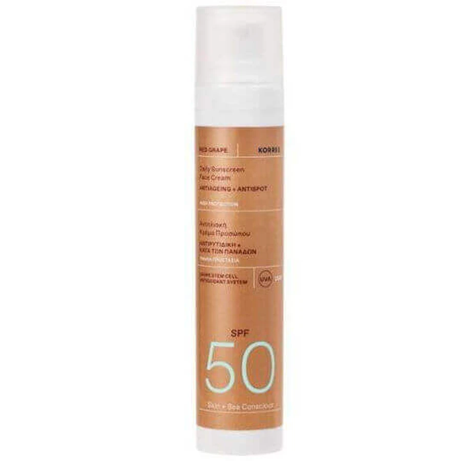 Сонцезахисний крем для обличчя Korres з червоним виноградом SPF50 50мл: ціни та характеристики