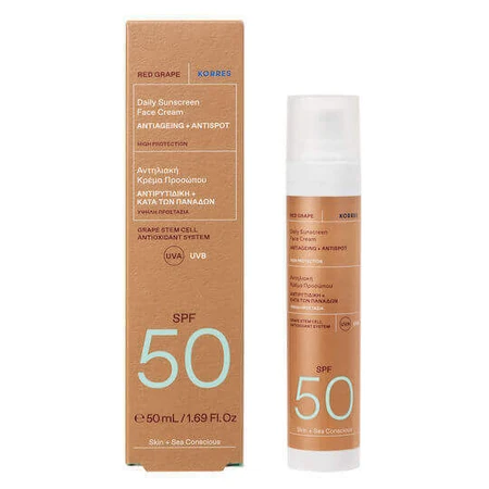 Сонцезахисний крем для обличчя Korres з червоним виноградом SPF50 50мл: ціни та характеристики