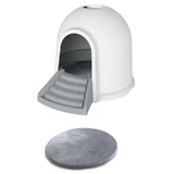 M-Pets Igloo 2in1 Cat Litter Box & Cat house Бокс Голку 2 в 1, будиночок та котячий туалет з вугільним фільтром, 45,7x59,7x43,2 см (Сірий)