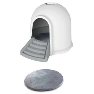 M-Pets Igloo 2in1 Cat Litter Box & Cat house Бокс Иглу 2 в 1, домик и кошачий туалет с угольным фильтром, 45,7x59,7x43,2 см (Серый)