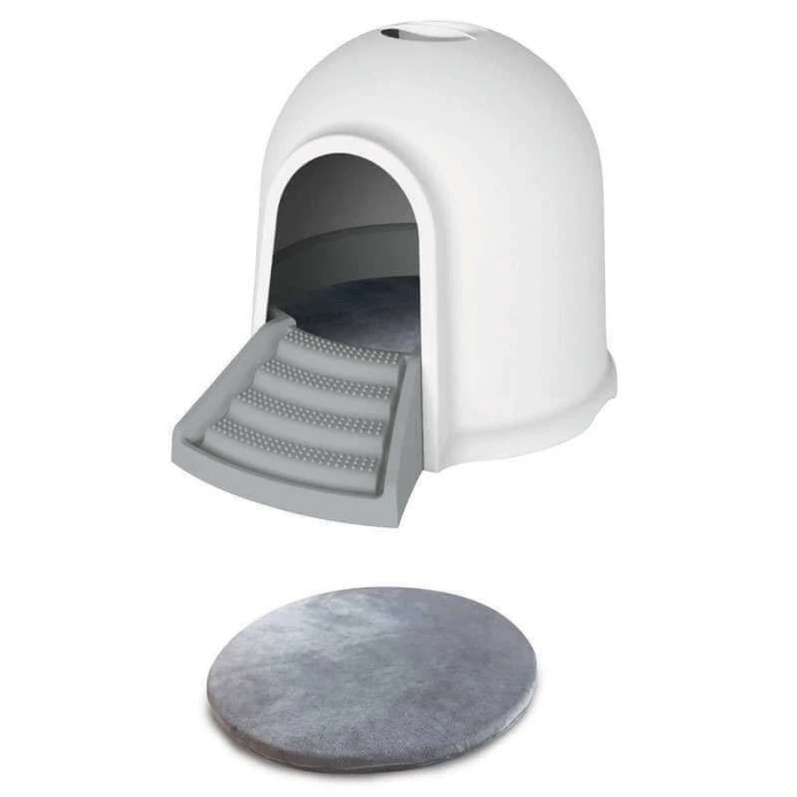 M-Pets Igloo 2in1 Cat Litter Box & Cat house Бокс Голку 2 в 1, будиночок та котячий туалет з вугільним фільтром, 45,7x59,7x43,2 см (Сірий): ціни та характеристики