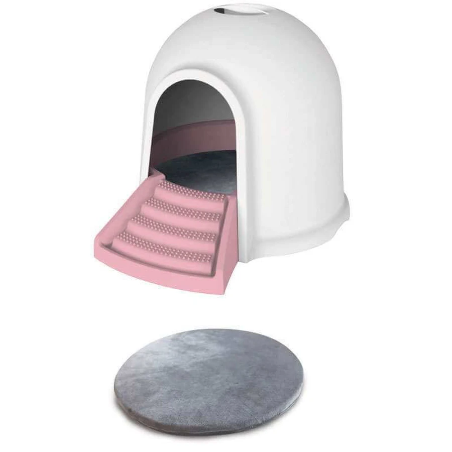 M-Pets Igloo 2in1 Cat Litter Box & Cat house Бокс Іглу 2 в 1, будиночок та котячий туалет з вугільним фільтром, 45,7x59,7x43,2 см (Рожевий): ціни та характеристики