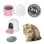 M-Pets Igloo 2in1 Cat Litter Box & Cat house Бокс Іглу 2 в 1, будиночок та котячий туалет з вугільним фільтром, 45,7x59,7x43,2 см (Рожевий): ціни та характеристики