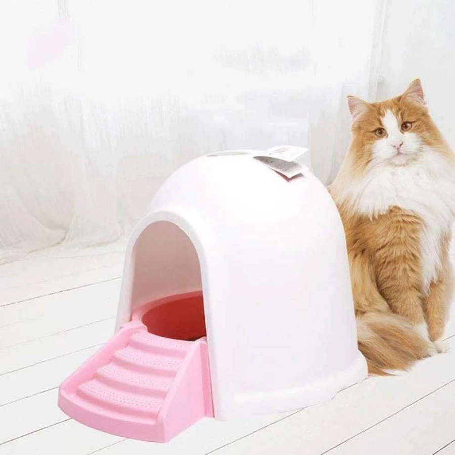 M-Pets Igloo 2in1 Cat Litter Box & Cat house Бокс Іглу 2 в 1, будиночок та котячий туалет з вугільним фільтром, 45,7x59,7x43,2 см (Рожевий): ціни та характеристики