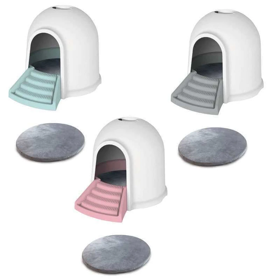 M-Pets Igloo 2in1 Cat Litter Box & Cat house Бокс Іглу 2 в 1, будиночок та котячий туалет з вугільним фільтром, 45,7x59,7x43,2 см (Рожевий): ціни та характеристики