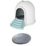 M-Pets Igloo 2in1 Cat Litter Box & Cat house Бокс Іглу 2 в 1, будиночок та котячий туалет з вугільним фільтром, 45,7x59,7x43,2 см (Блакитний)