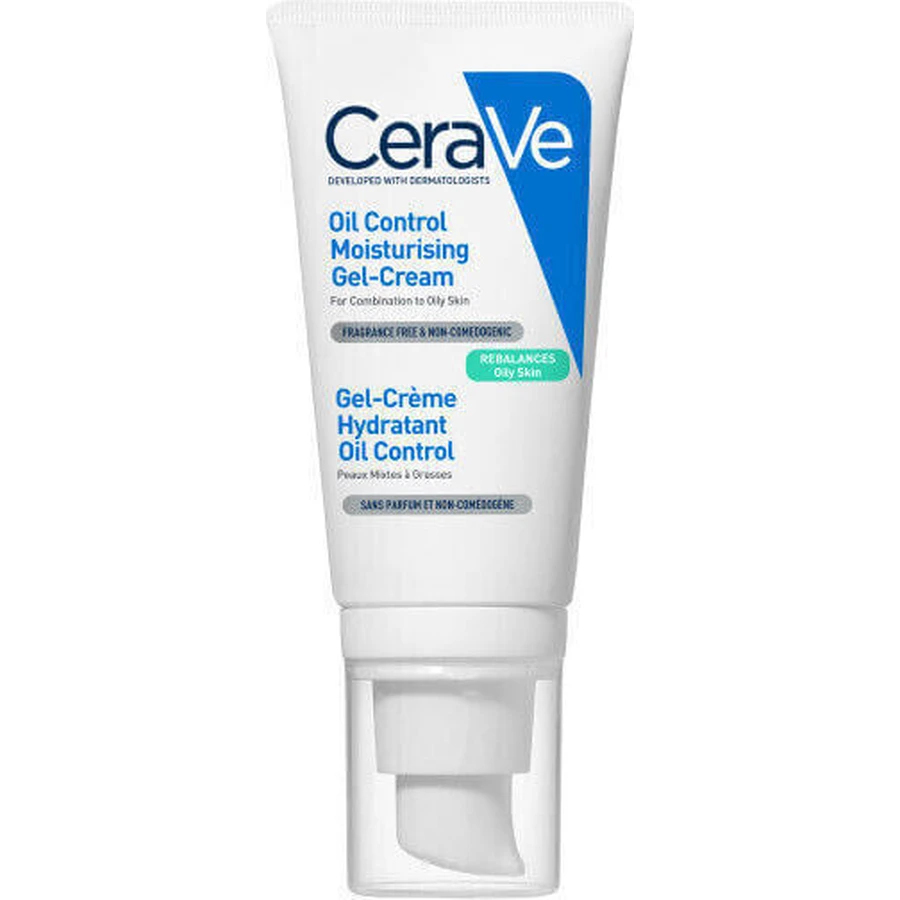 CeraVe Oil Control Зволожуючий та себорегулюючий денний гель для обличчя з гіалуроновою кислотою та ніацинамідом 52 мл: ціни та характеристики