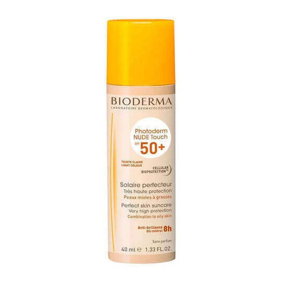 Біодерма Фотодерма Nude Touch Мінеральна вода Сонцезахисний крем для обличчя SPF50 з пігментним фільтром 40 мл: ціни та характеристики