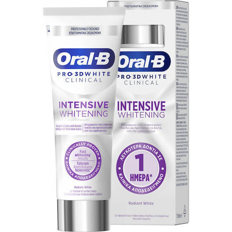 Зубна паста Oral-B Pro 3D White Clinical Сяйво білого кольору 75 мл: ціни та характеристики