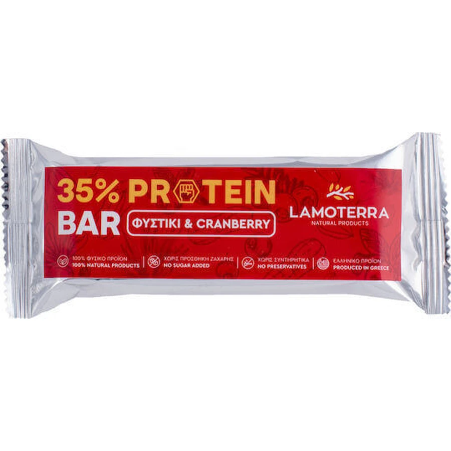 Батончик Lamoterra 35% Protein & Flavour Арахісовий зі смаком журавлини та арахісу 60гр: ціни та характеристики