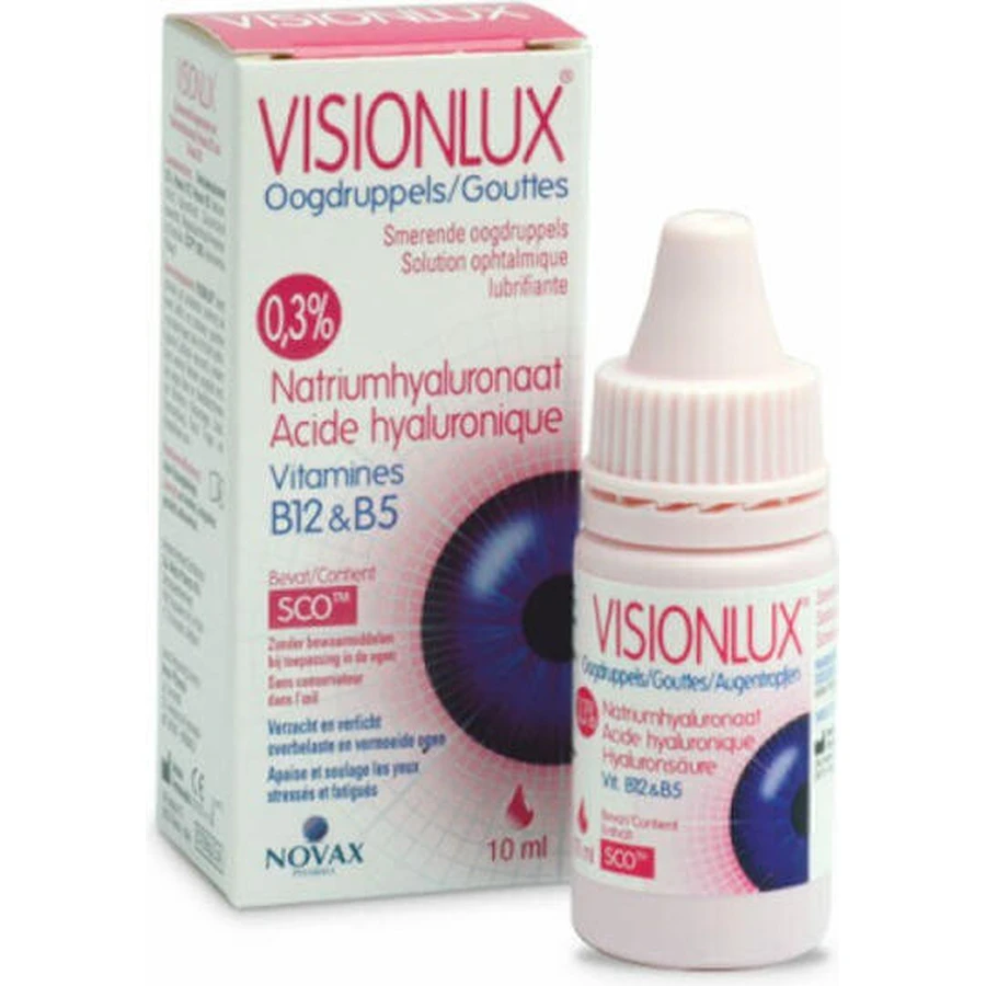Novax Pharma Visionlux Гіалуронова кислота очні краплі від сухості очей 10мл: ціни та характеристики