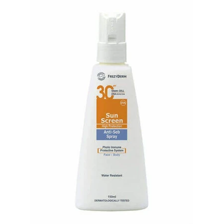 Frezyderm Sun Screen Anti-Seb Водостойкий солнцезащитный лосьон для лица и тела SPF30 в спрее 150 мл: цены и характеристики