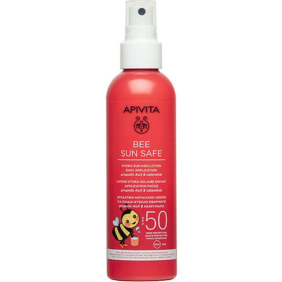 Apivita Bee Sun Safe Водостійкий дитячий сонцезахисний крем-спрей SPF50 200 мл та подарунок 2 пазла та кольорові олівці: ціни та характеристики