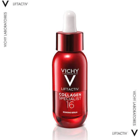 Vichy Liftactiv Collagen Specialist 16 Увлажняющая и антивозрастная сыворотка для лица с ниацинамидом и пептидами для осветления и тонизирования 30 мл: цены и характеристики