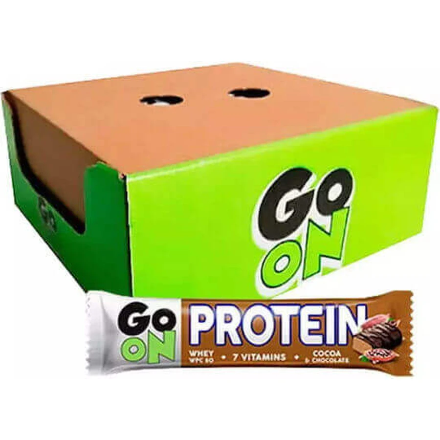 Протеїнові батончики Go On Nutrition з 20% білка та смаком шоколадного какао 24x50гр: ціни та характеристики