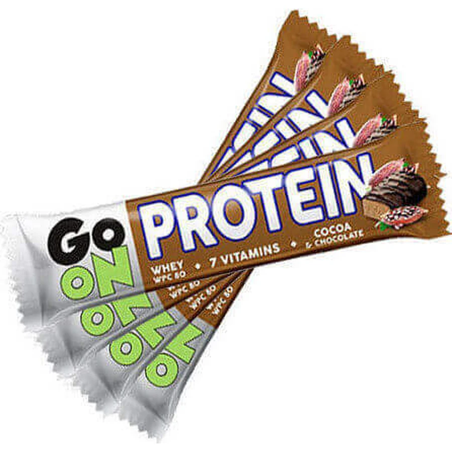 Протеїнові батончики Go On Nutrition з 20% білка та смаком шоколадного какао 24x50гр: ціни та характеристики