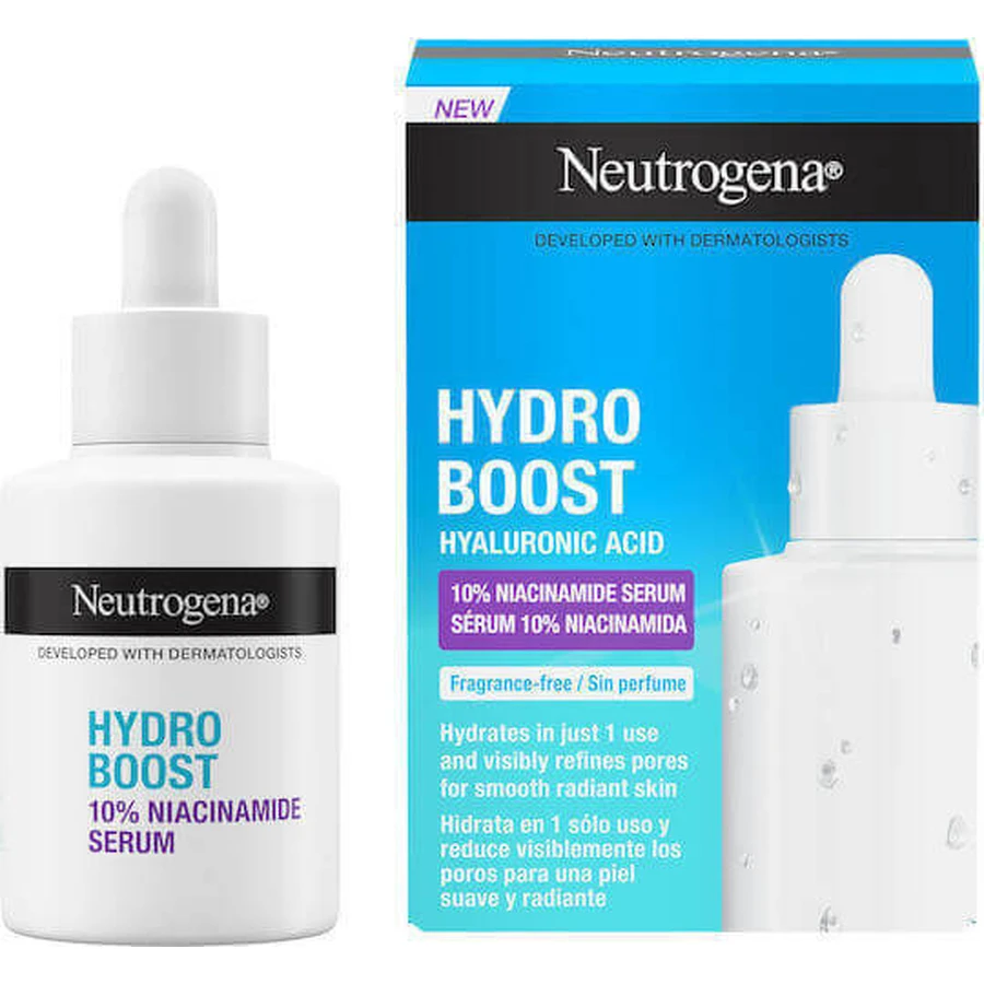 Neutrogena Hydro Boost 10% Niacinamide Увлажняющая сыворотка для лица с ниацинамидом и гиалуроновой кислотой для сияния и устранения несовершенств 30 мл: цены и характеристики