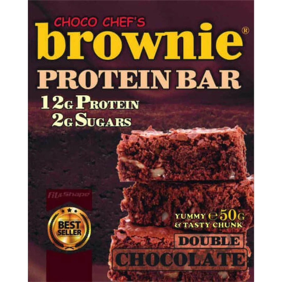 Fit & Shape Шоколадний батончик Choco Chef's Brownie Baton з протеїном 12г та смаком подвійного шоколаду 50г: ціни та характеристики