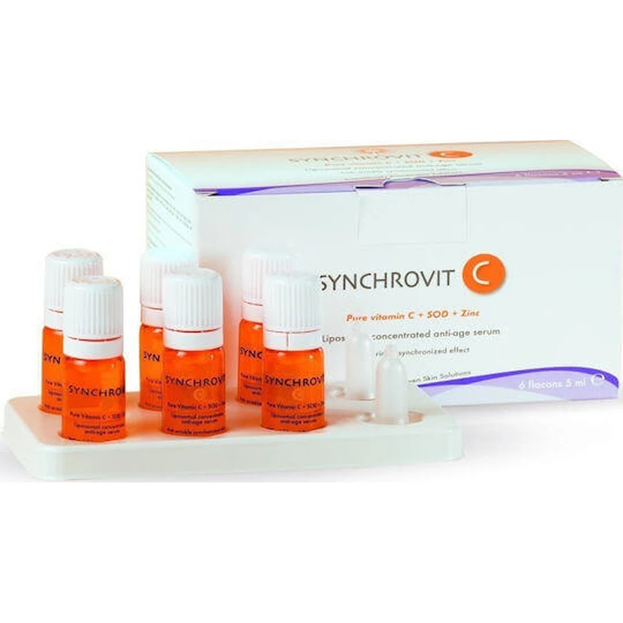 Сироватка для обличчя Synchroline Synchrovit C Зволожуюча та антивікова сироватка для обличчя з вітаміном С та гіалуроновою кислотою для освітлення та тонізації 6х5мл: ціни та характеристики