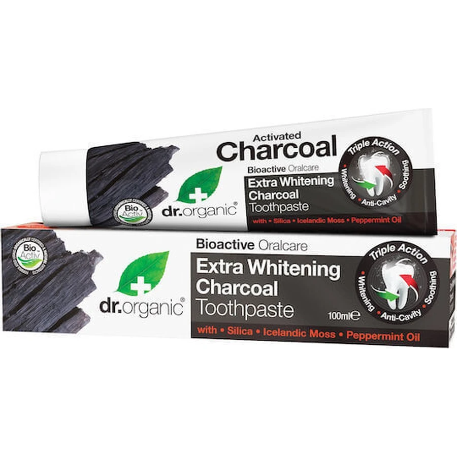 Dr.Organic Extra Whitening Charcoal Відбілююча зубна паста з активованим вугіллям 100мл: ціни та характеристики