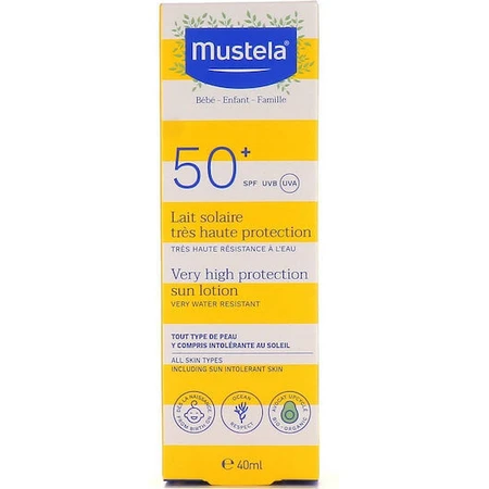 Mustela Водостійкий дитячий сонцезахисний крем-емульсія SPF50 40мл: ціни та характеристики