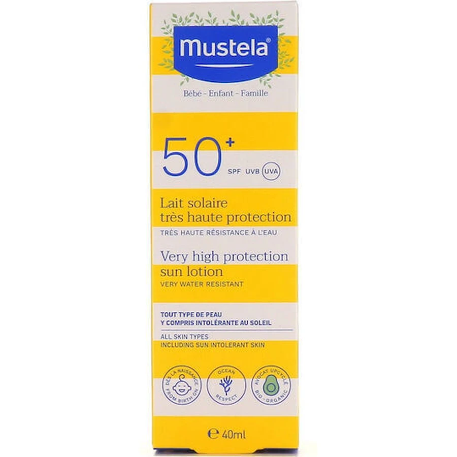 Mustela Водостійкий дитячий сонцезахисний крем-емульсія SPF50 40мл: ціни та характеристики