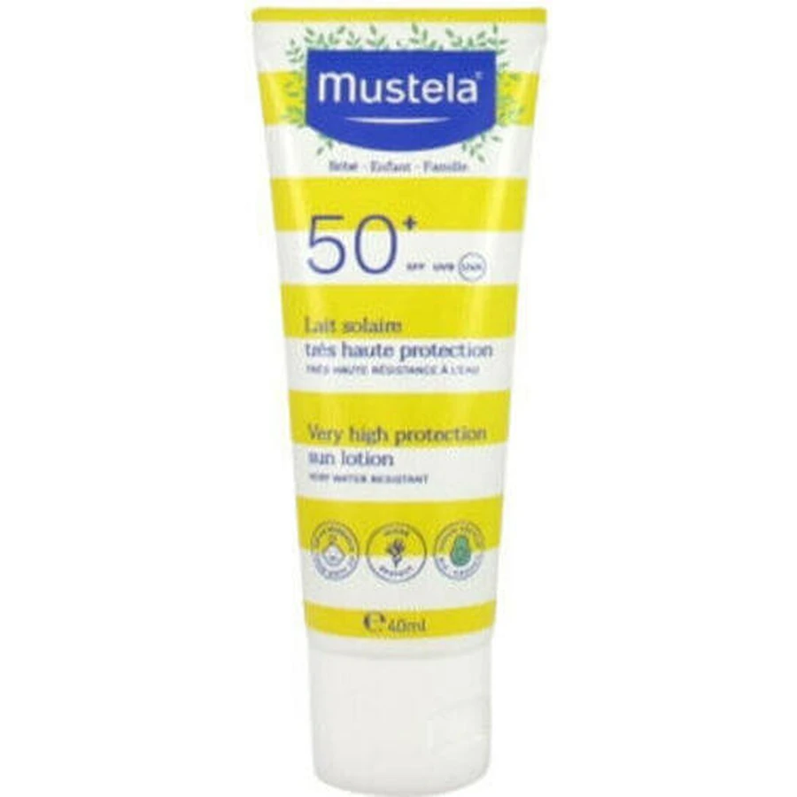 Mustela Водостійкий дитячий сонцезахисний крем-емульсія SPF50 40мл: ціни та характеристики